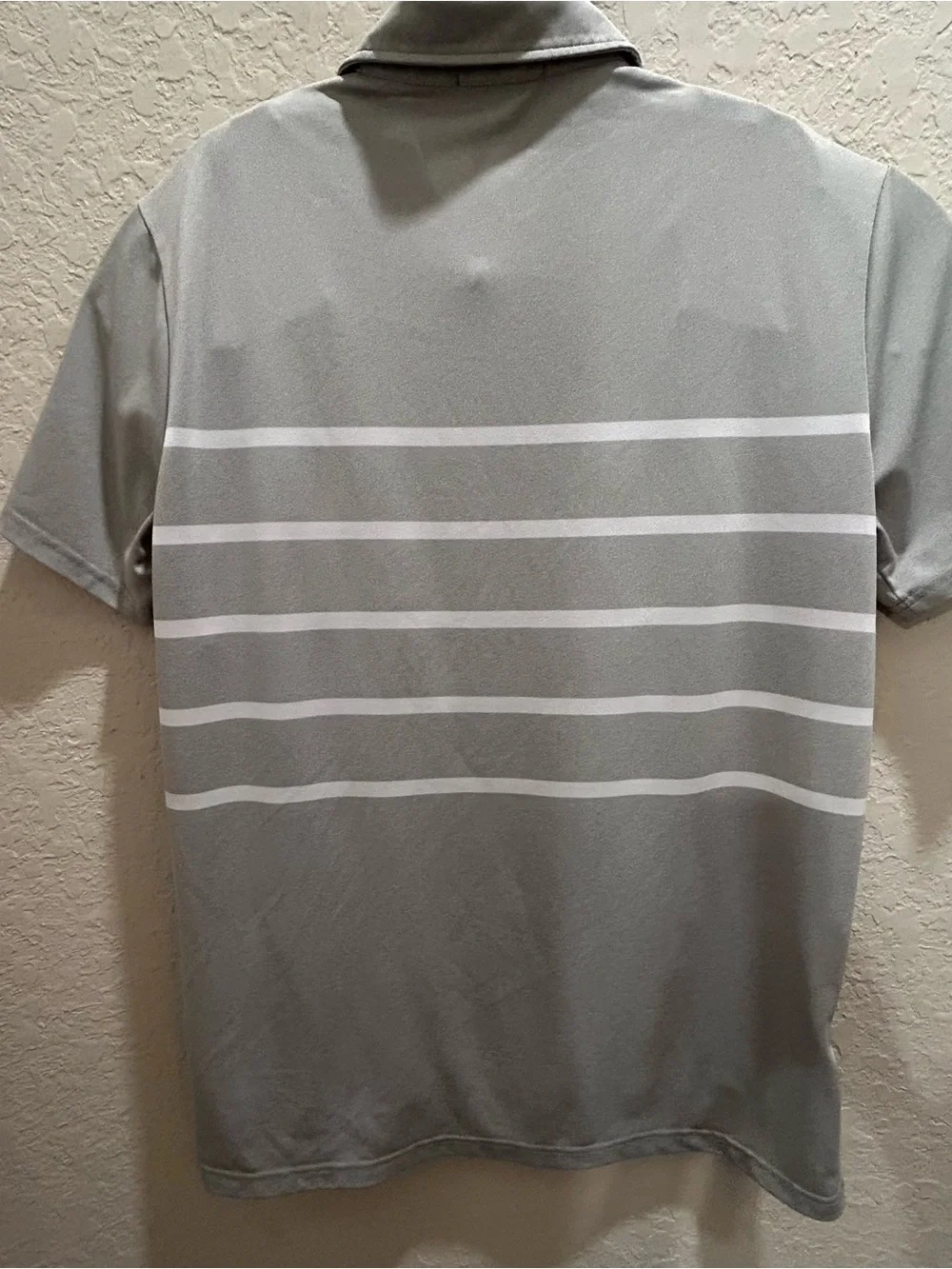Polo Golf Ralph Lauren Troon North LightGray/White Striped Polo Shirt Size L